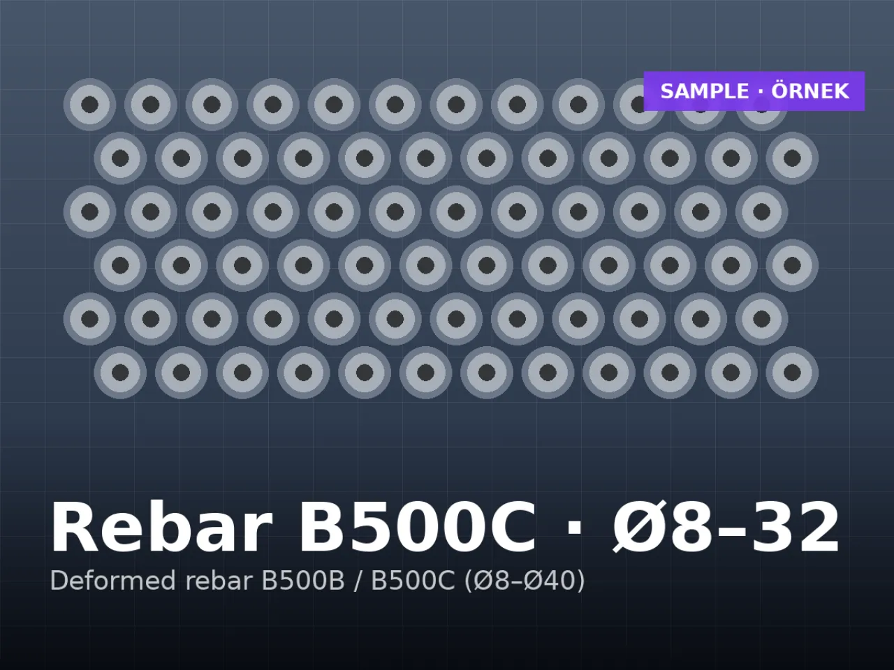 İnşaat demiri B500C, Ø8–Ø32, 12 m