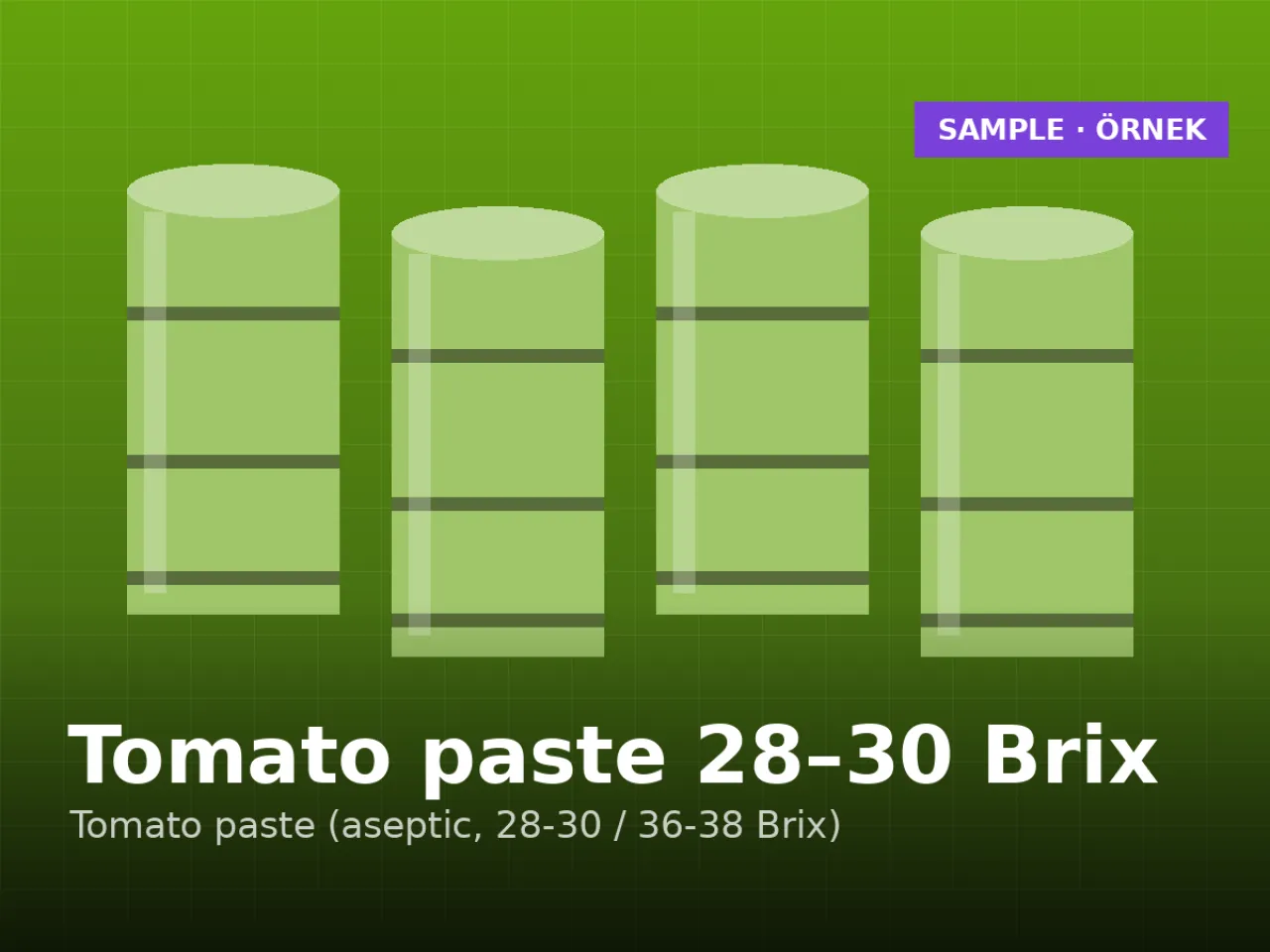 Domates salçası 28–30 Brix — aseptik varil