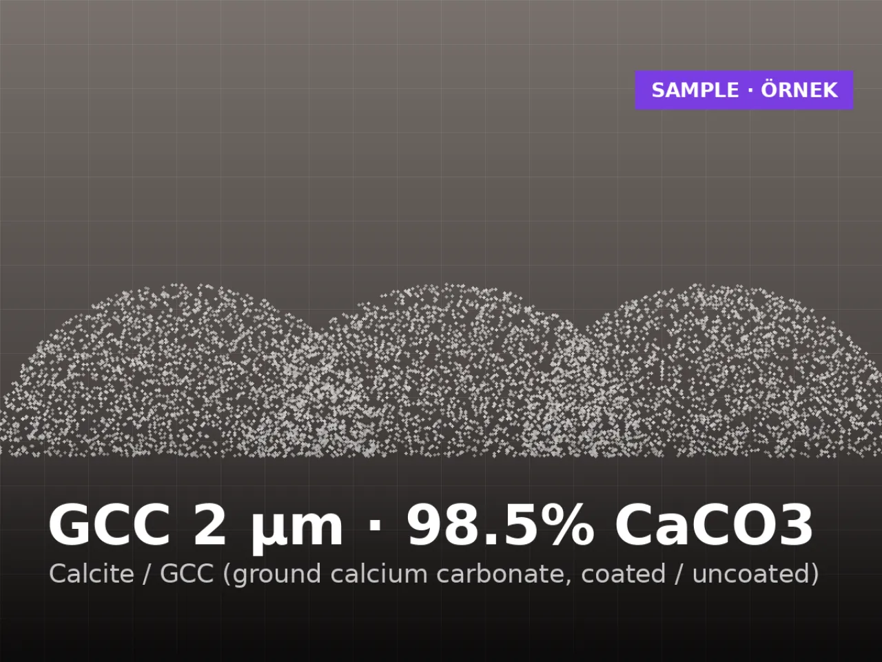 Öğütülmüş kalsit 2 µm, %98,5 CaCO₃ — plastik ve boya